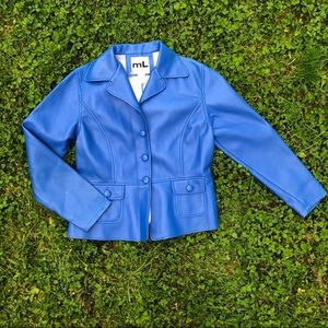 Vintage blue vegan leather jacket